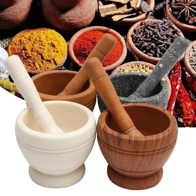 Resin Setmortar and Pestle Garlic Herb Spice Mixing Grinding