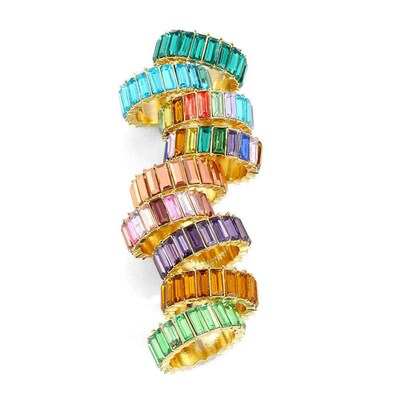 New 3A Zircon Crystal Ring For Women Light Luxury Multicolor