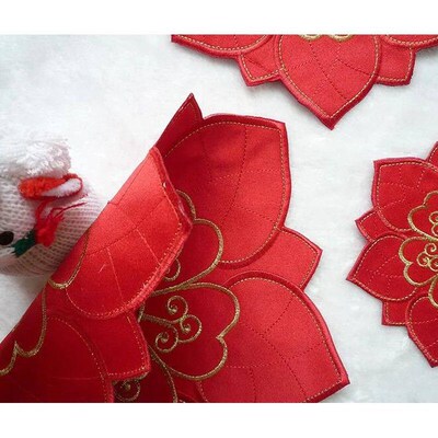 NEW satin red embroidery table place mat cloth dining coaste