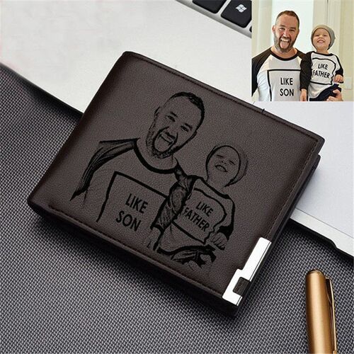 TRISJEM Customized Photo Wallet Men Personalized Engraved Bi
