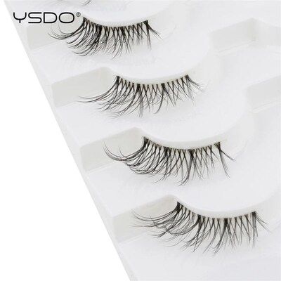 Half False Lashes 7 Pairs Half Faux Mink Eyelashes Soft Natu