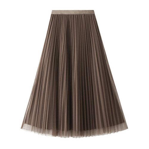 Double-sided Pleated Skirt Veil Skirt Half-length Large A- L