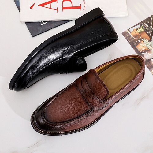 slip-on business shoes men loafers 真皮一脚蹬皮鞋男 头层牛皮