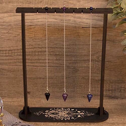 Wood Wiccan Crystal Holder Wooden Pendulum Display Stand Dow