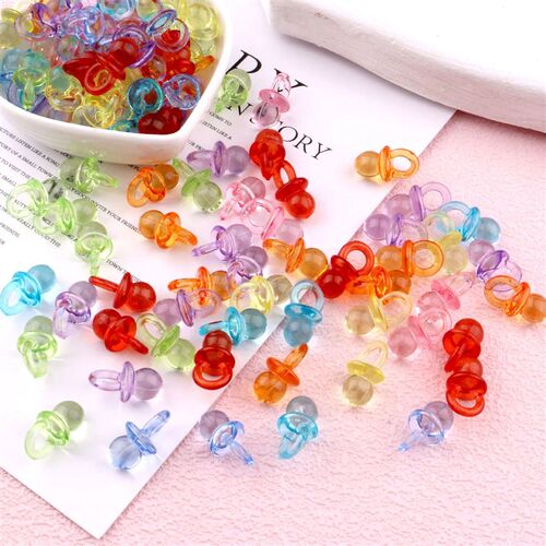 100Pcs 22mm Mini Acrylic Blue Pink Pacifier Nipple Gender Re
