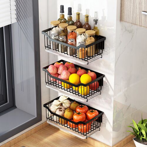 Wall-mounted Kitchen Shelf Seasoning Rack Supplies Storage R