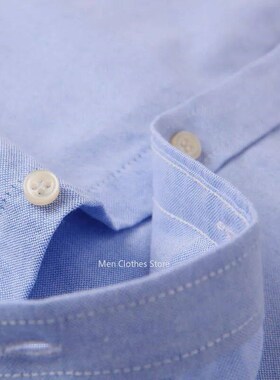Mens Oxford Short Sleeve Square Collar Soild Plaid Striped