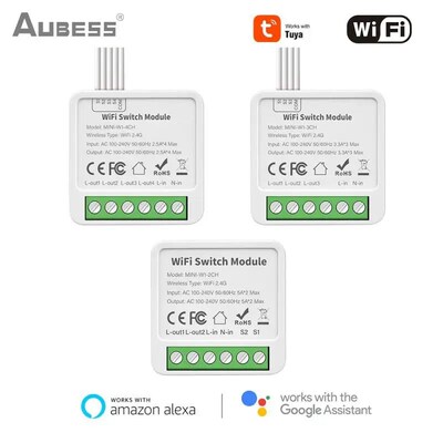 Tuya Wifi / Zigbee 16A Mini Smart Switch 1/2/3/4 Gang Suppor