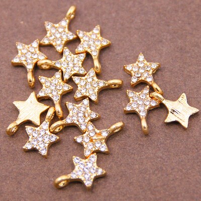 10pcs 13*9mm Metal Zinc Alloy MINI Inlaid rhinestones Pentag