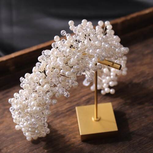 Luxury Baroque women white crystal Pearl handmade beaded rhi