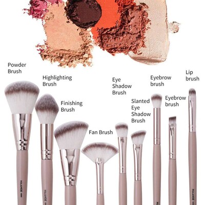 Maange 9Pcs Foundation Makeup Brush Set Cosmetic Powder High