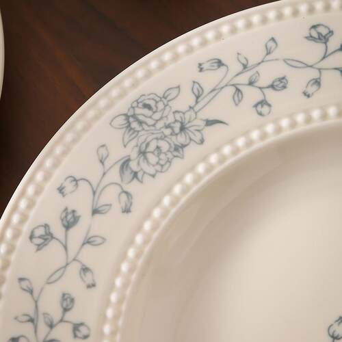 Romantic Blue Rose Bowl and Plate Set Ceramic Fish Plate