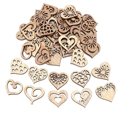 50pcs Wedding Wooden Ornament Love Heart Wood Hangings Weddi