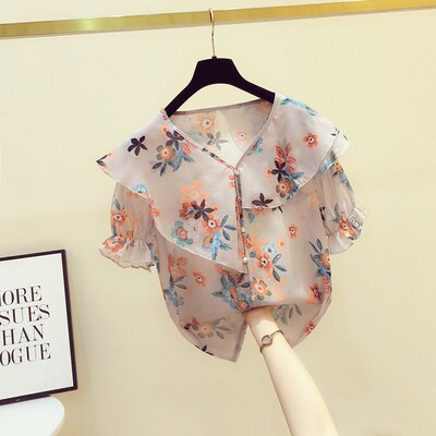 Women Casual Spring Summer Style Chiffon Blouses Shirts Lady