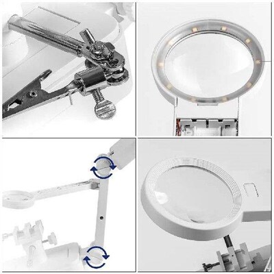 10 LED Soldering Iron Kit Desk Magnifier Station Bright