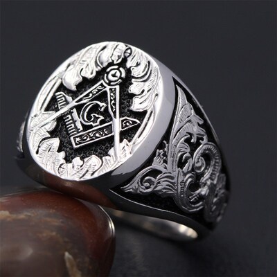 Masonic Signet Hand Engraved Master Mason Symbol G Templar F