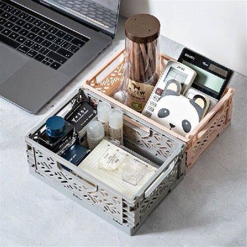 Crate Collapsible Storage Box Plastic Folding Basket Home