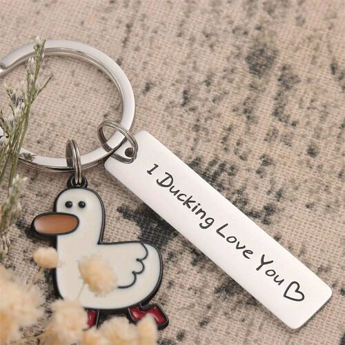 Funny Lover Gift I Ducking Love You Cute Duck Pun Keychain C