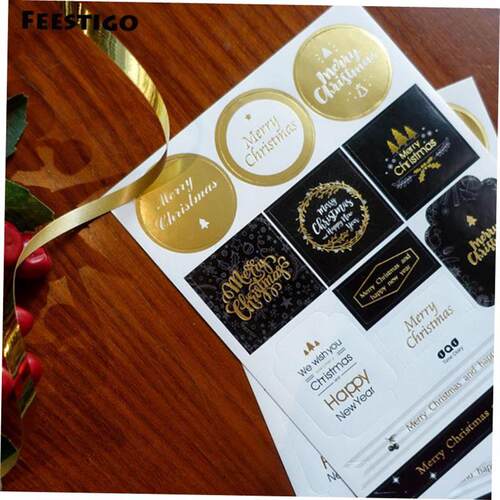 FEESTIGO 2PCS/Lot Christmas Decoration Gift Paper Stickers
