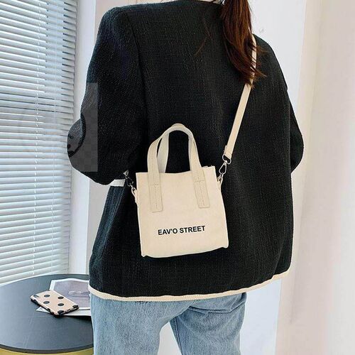 -Canvas  womens autumn simple solid color hand-held letter