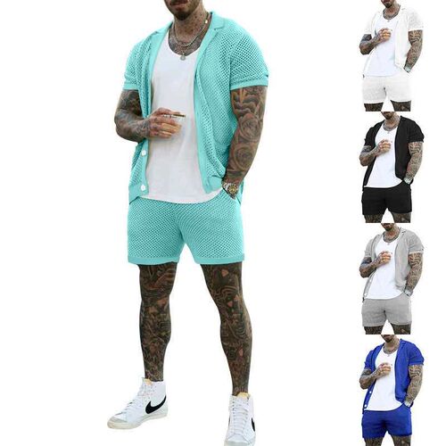 Mens Perspective Iced Silk Knitwear Mens Style Casual Thin