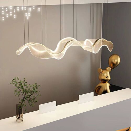 Nordic Creative Design Long Wave Led Pendant Lights Restaura