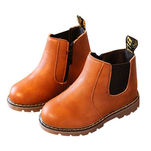 Childrens PU Leather Non-Slip Rubber Sole Boots Boys And Gi