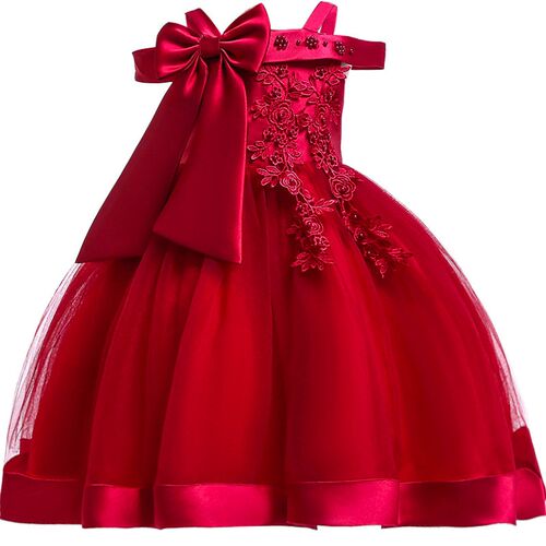 Embroidery Silk Princess Dress for Baby Girl Flower Elegant
