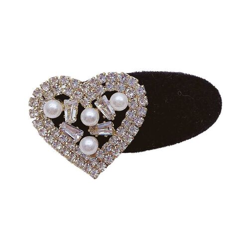 Light Luxury Pearl Rhinestone Hairpin High-grade Velvet Side