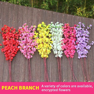 1/3/5pcs Artificial Peach Blossom Branch Spring Plum Cherry