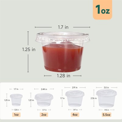 Clear Disposable Plastic Portion Cups with Lids Containers