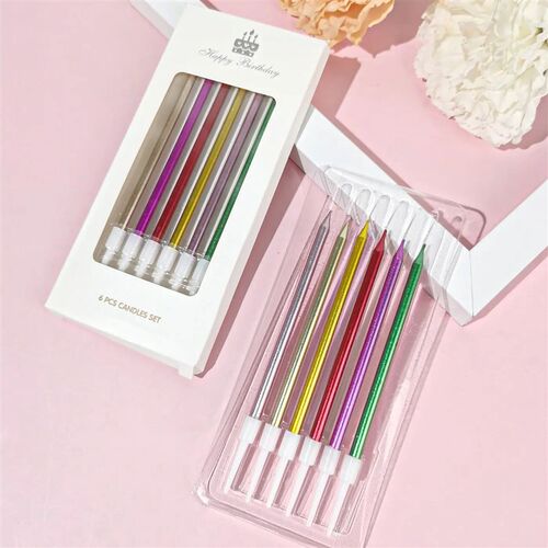 6pcs Colored Candle Birthday Decoration Baby Shower Cake Dec