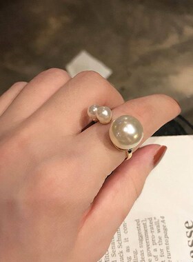 Light Luxury Elegant Open Pearl Index Finger Ring tendy Wome