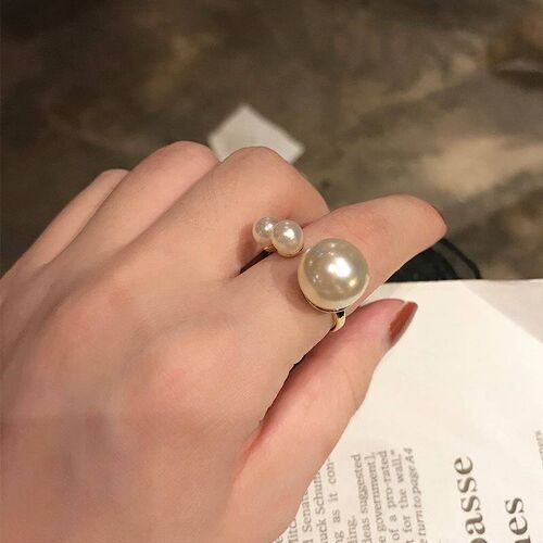Light Luxury Elegant Open Pearl Index Finger Ring tendy Wome