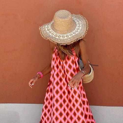 2022 Summer Casual Women Loose Long Dress Dresses Striped Pr