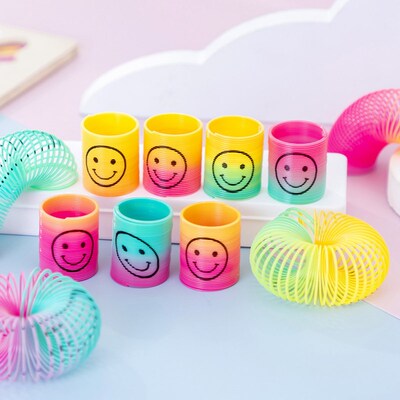 12Pcs Rainbow Smile Magic Springs Circle Toys for Children B