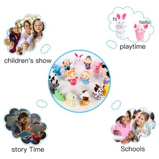 6-12Pcs Baby Plush Toy Cartoon Animal Family Finger Puppet R
