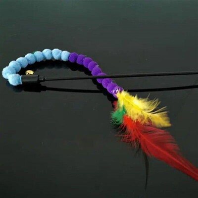 Legendog 1pc Cat Teaser Wand Plush Artificial Feather Bell