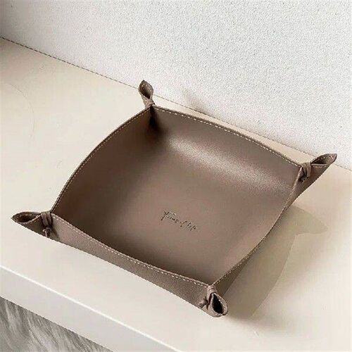 Ahunderjiaz-Retro Leather Storage Tray, Key Storage Tray,