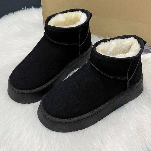 New Winter Women Short Plush Warm Snow Boots Flats Casual Sh