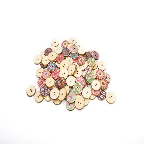 19 new pattern plain pattern wooden round button blue cloth