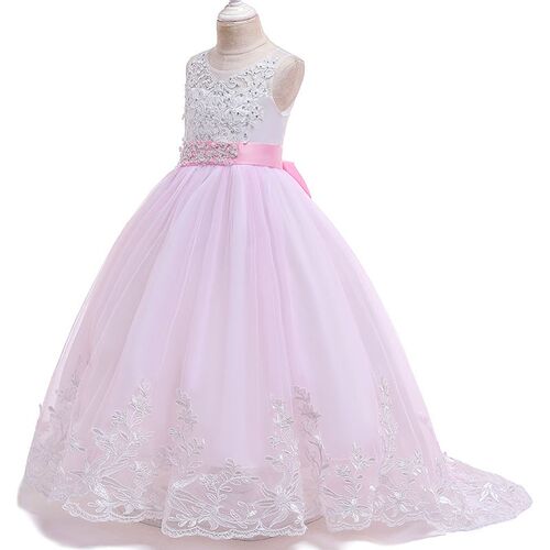 2022 Christmas Girls Long Bridesmaid Dress Elegant Kids Clot