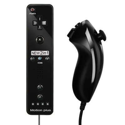 2 In 1 Remote & Nunchuck Controller Built In Motion Plus Rem