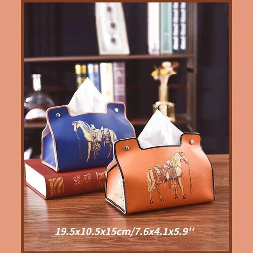 Retro Furniture Tissue Box PU Leather Napkin Holder Desktop