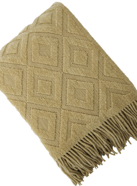 新款针织床尾搭巾民宿酒店样板房床旗沙发装饰盖毯春秋墨绿色