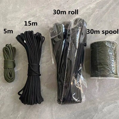 5M/15M/30M 7-Core 550 Paracord 4mm Parachute Cord Outdoor Ca