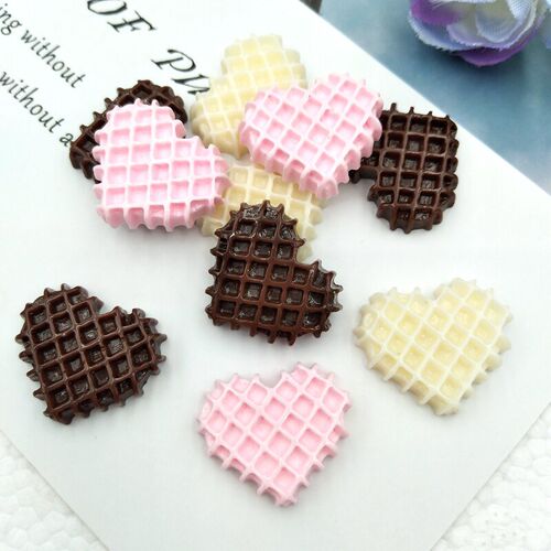 10pcs/lot  Food Cabochon Cute Resin Heart-Shaped Biscuit  Fl
