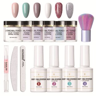 14PCS free baking lamp dip powder French nail polish complet