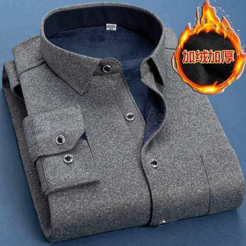 M-6XL Autumn Winter Men Fleece Warm Shirt 2021 Male Fashion