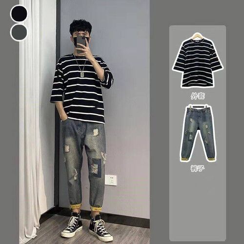 Summer suit mens casual fashion handsome short sleeve T-shi